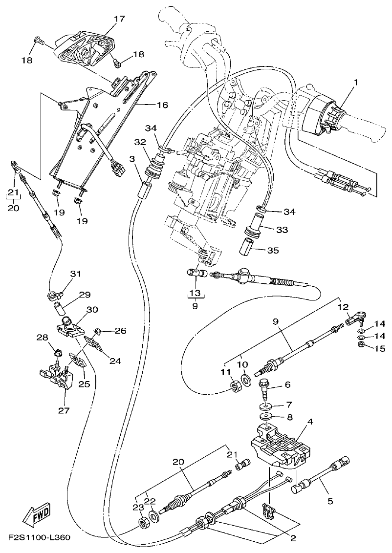 Yamaha FA1800A-M CONTROL CABLE parts diagram
